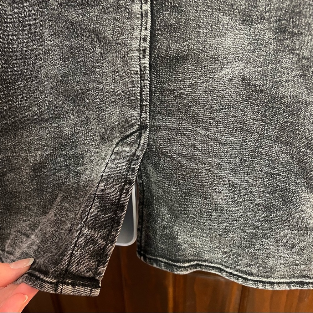 Soft Surroundings Charcoal Embroidered Tunic Military Denim Jacket Black Washed - Picture 12 of 16